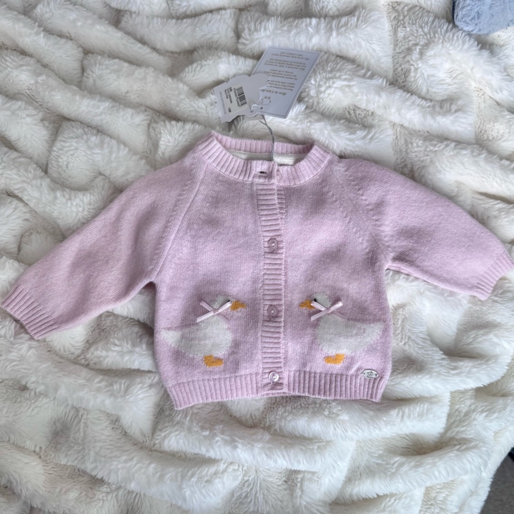 Pink Ducks Cashmere Baby Sweater | Lapinou